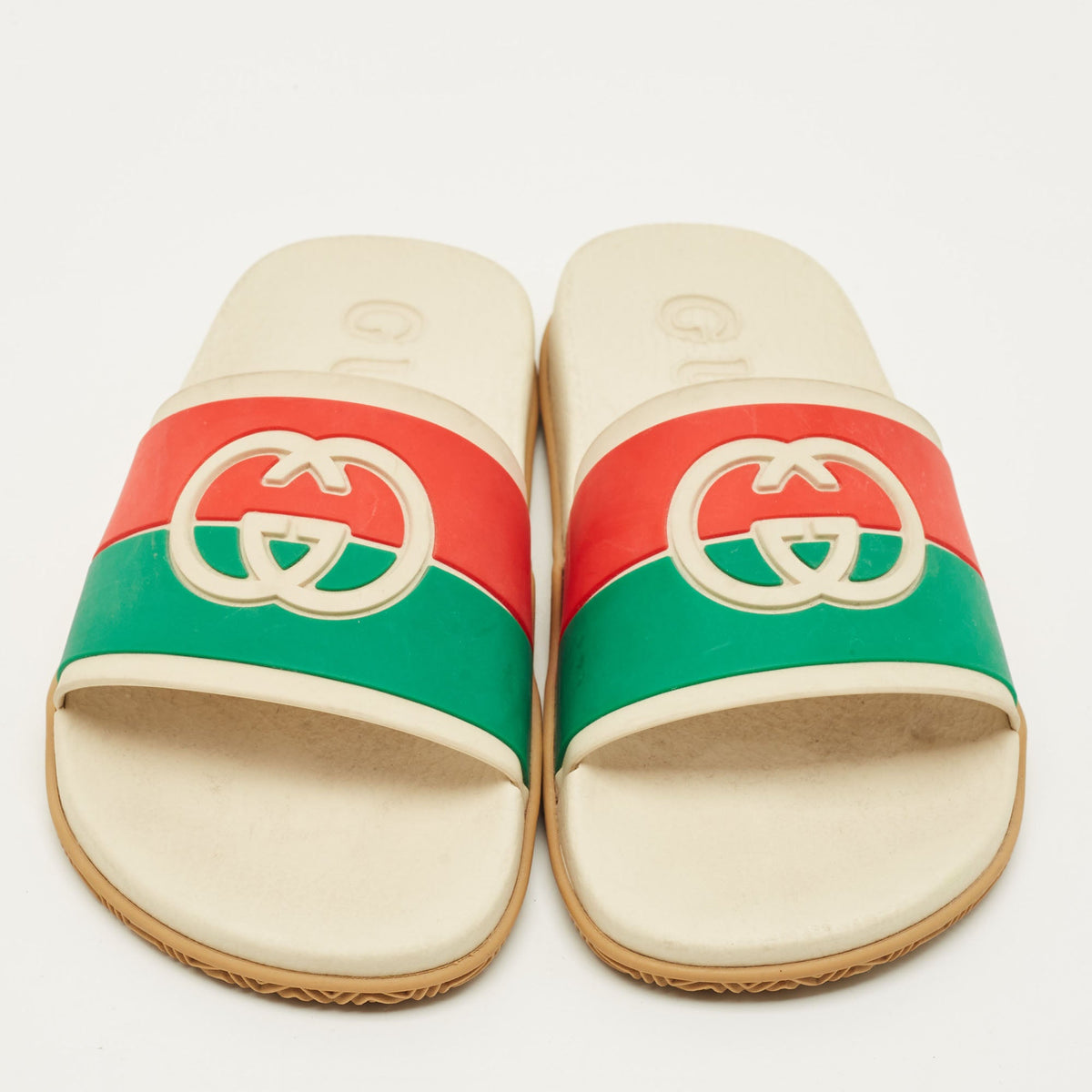 Gucci GG Web Size 37 Multicolor Rubber Pool Slides