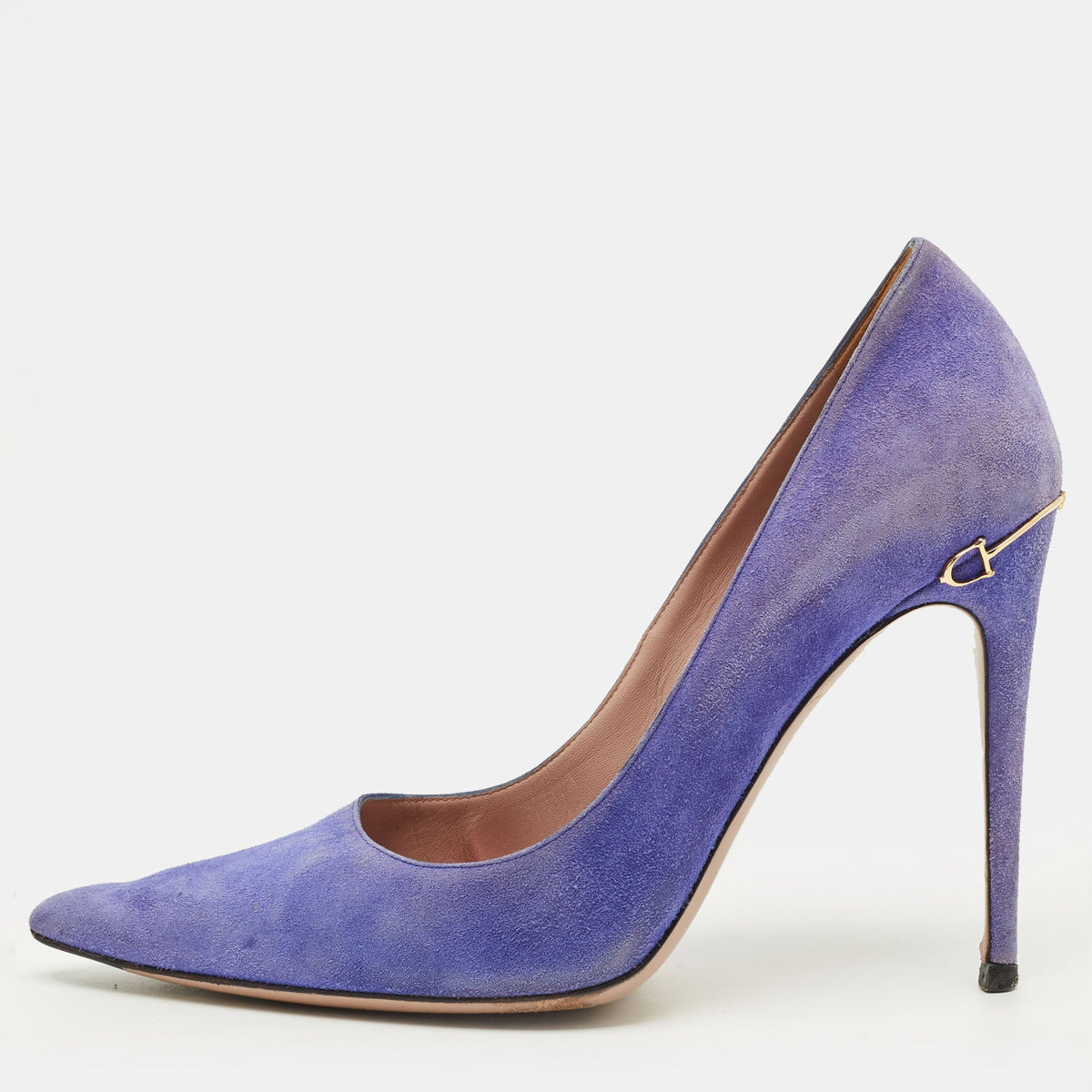 Gucci Size 39 Blue Suede Elizabeth Horsebit Pointed Toe Pumps