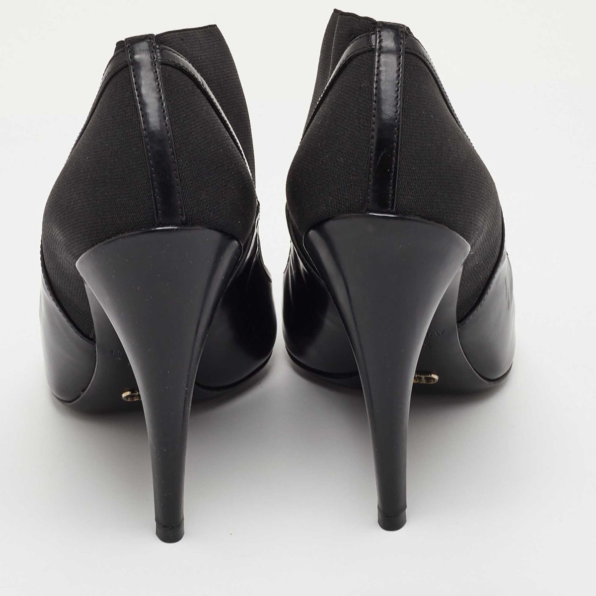 Dior Size 38.5 Black Leather and Stretch Fabric Pointed Toe Ankle Booties