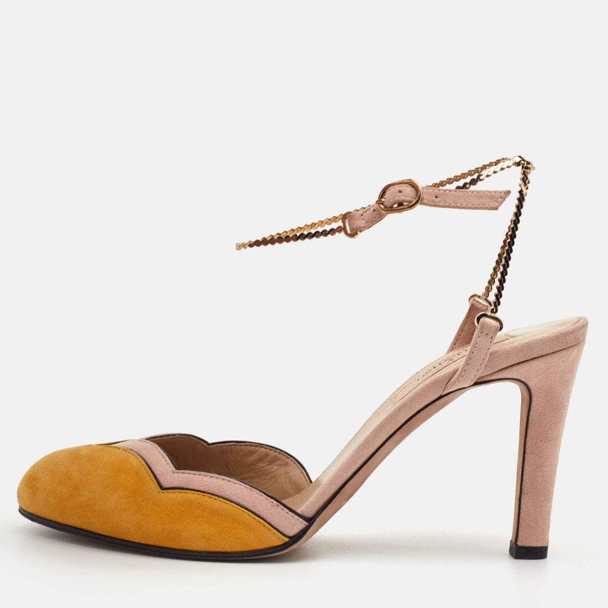 Valentino Colorblock Size 37 Mustrad/Pink Suede Pumps