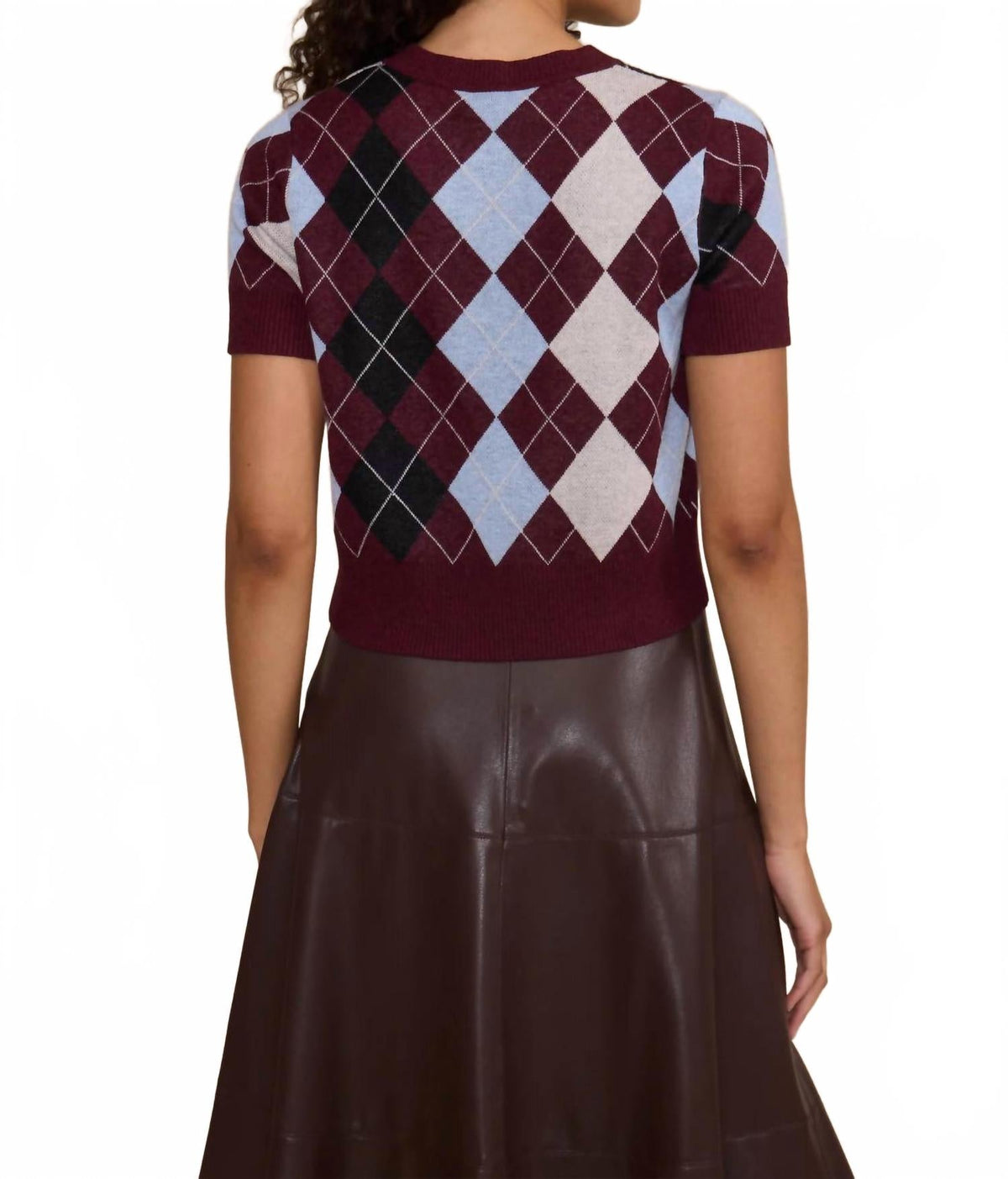 Women's Bria Argyle Knit Top In Burgundy Multi