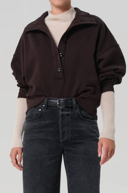 Mirelle Funnel Neck Sweatshirt In Chocolate