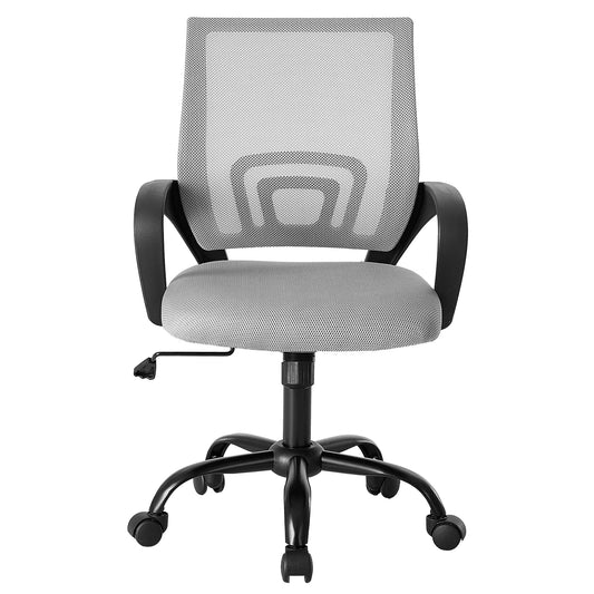 Ergonomic Height-Adjustable Office Desk and Gaming Chair with Fixed Armrests, 360° Swivel, and Storage Back for Computer and Meeting Room Use