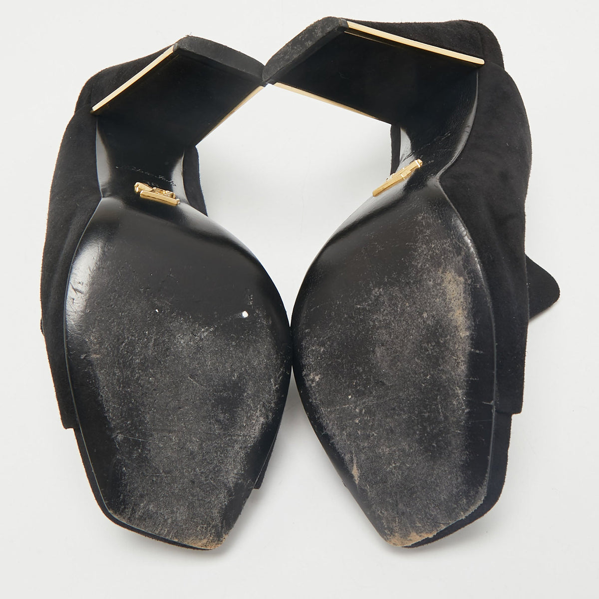 Louis Vuitton Black Suede Block Heel Mules Size 38