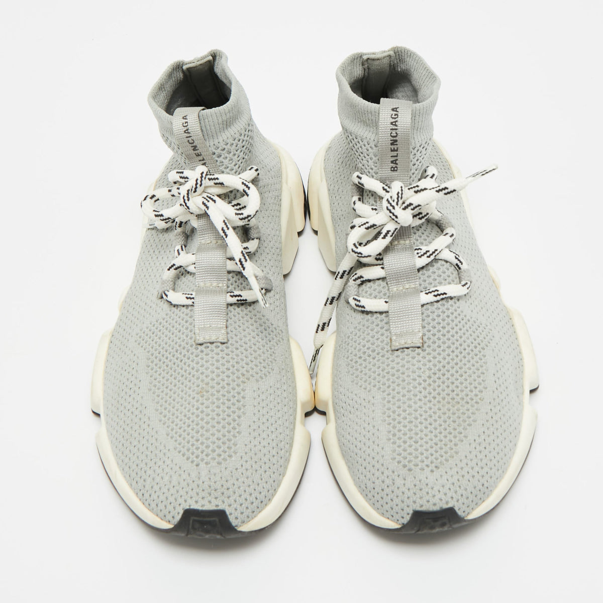 Balenciaga Speed Trainer Size 38 Grey Knit Fabric High Top Sneakers