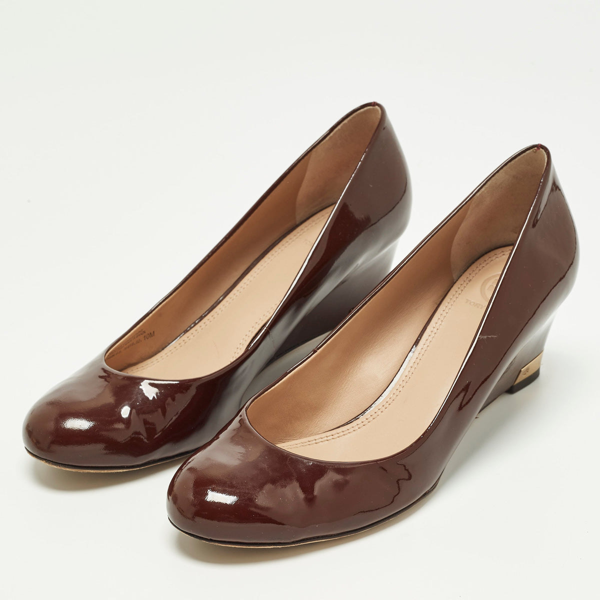 Tory Burch Size 40 Burgundy Leather Wedge Pumps