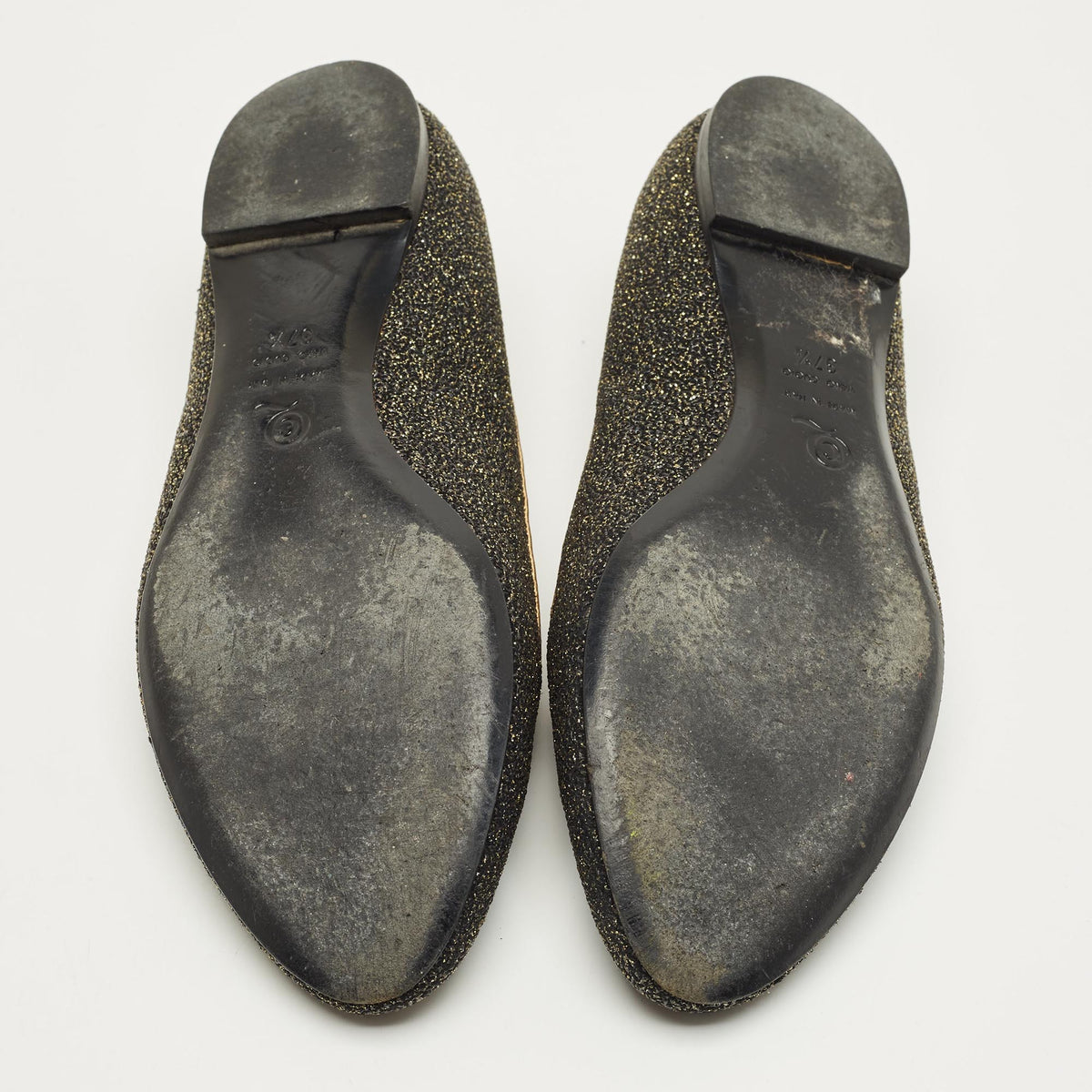 Alexander McQueen Size 37.5 Two Tone Glitter Smoking Slippers