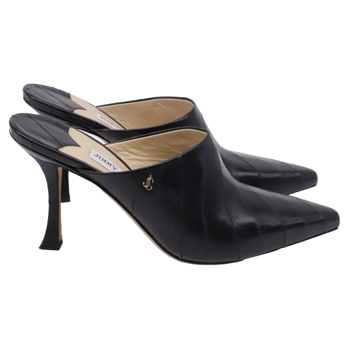 Jimmy Choo Rya 90 Heeled Mules in Black Leather