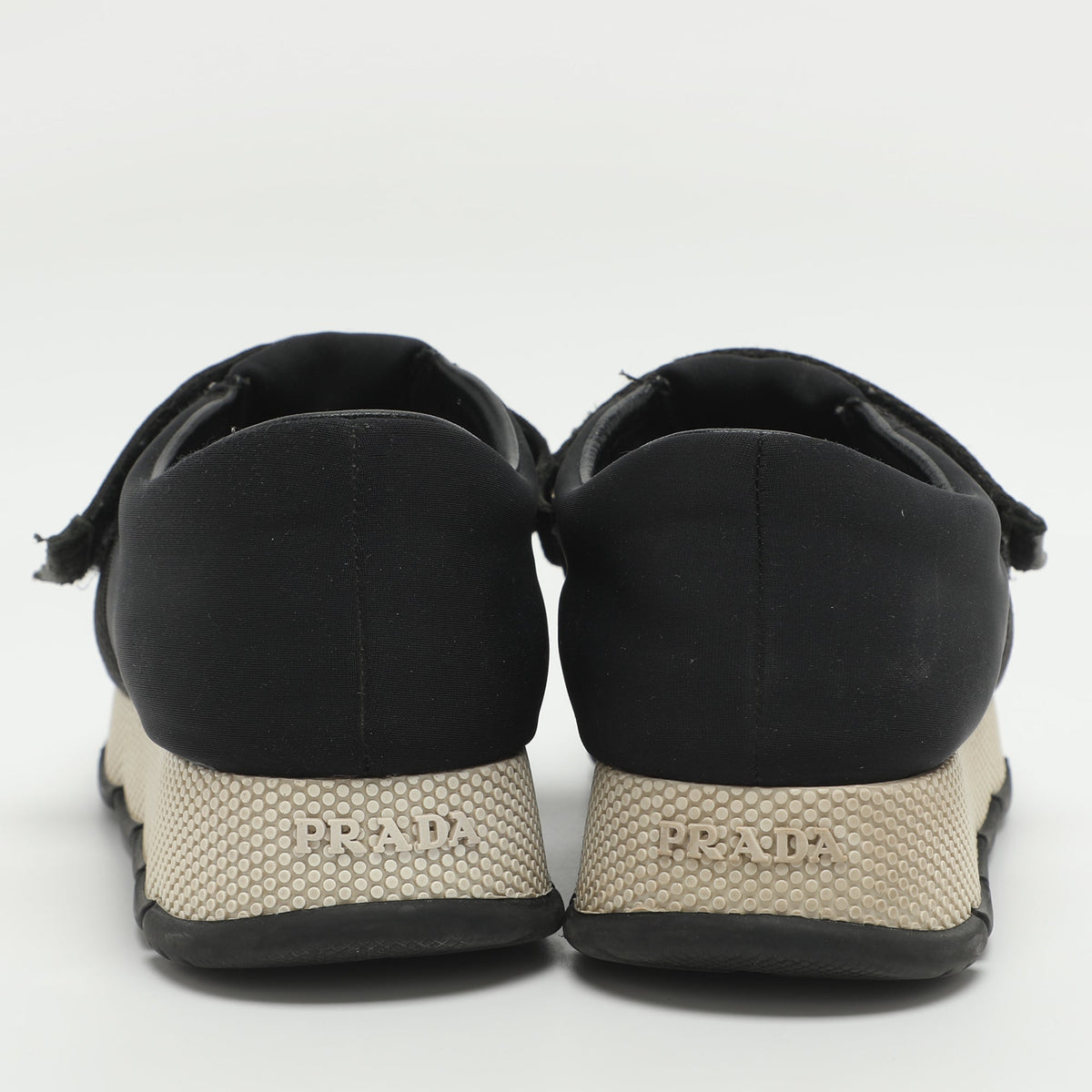 Prada Size 36.5 Black Neoprene Velcro Sneakers