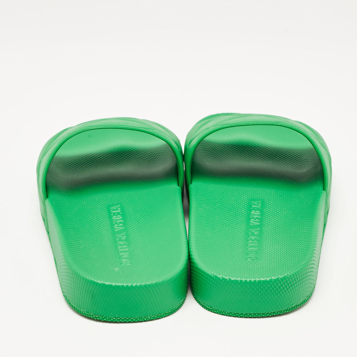 Bottega Veneta Green Rubber Pool Slides Size 35