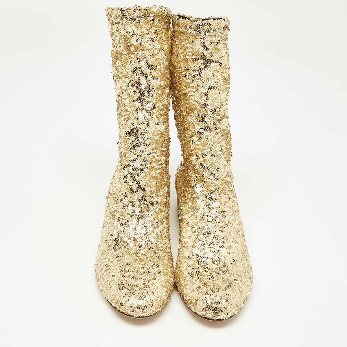 Dolce & Gabbana Size 36 Gold Mesh and Sequins Ankle Length Boots