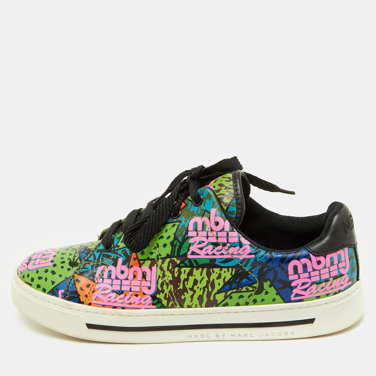 Marc by Marc Jacobs Multicolor Leather Graffiti Print Low Top Sneakers Size 39