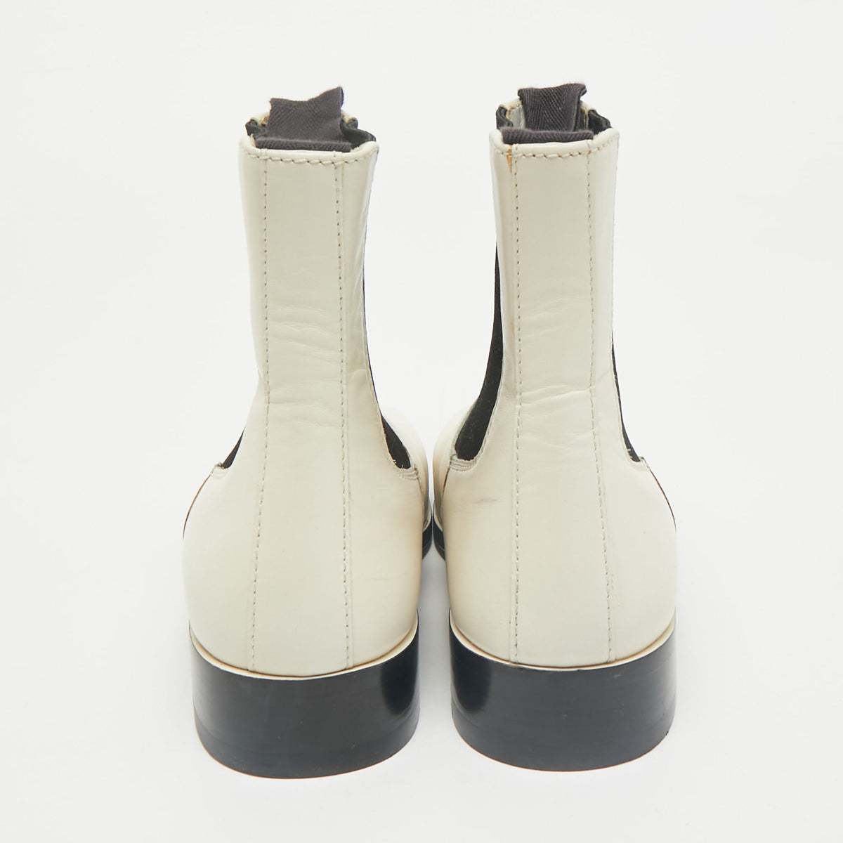 Celine White Leather Square Toe Ankle Boots Size 36