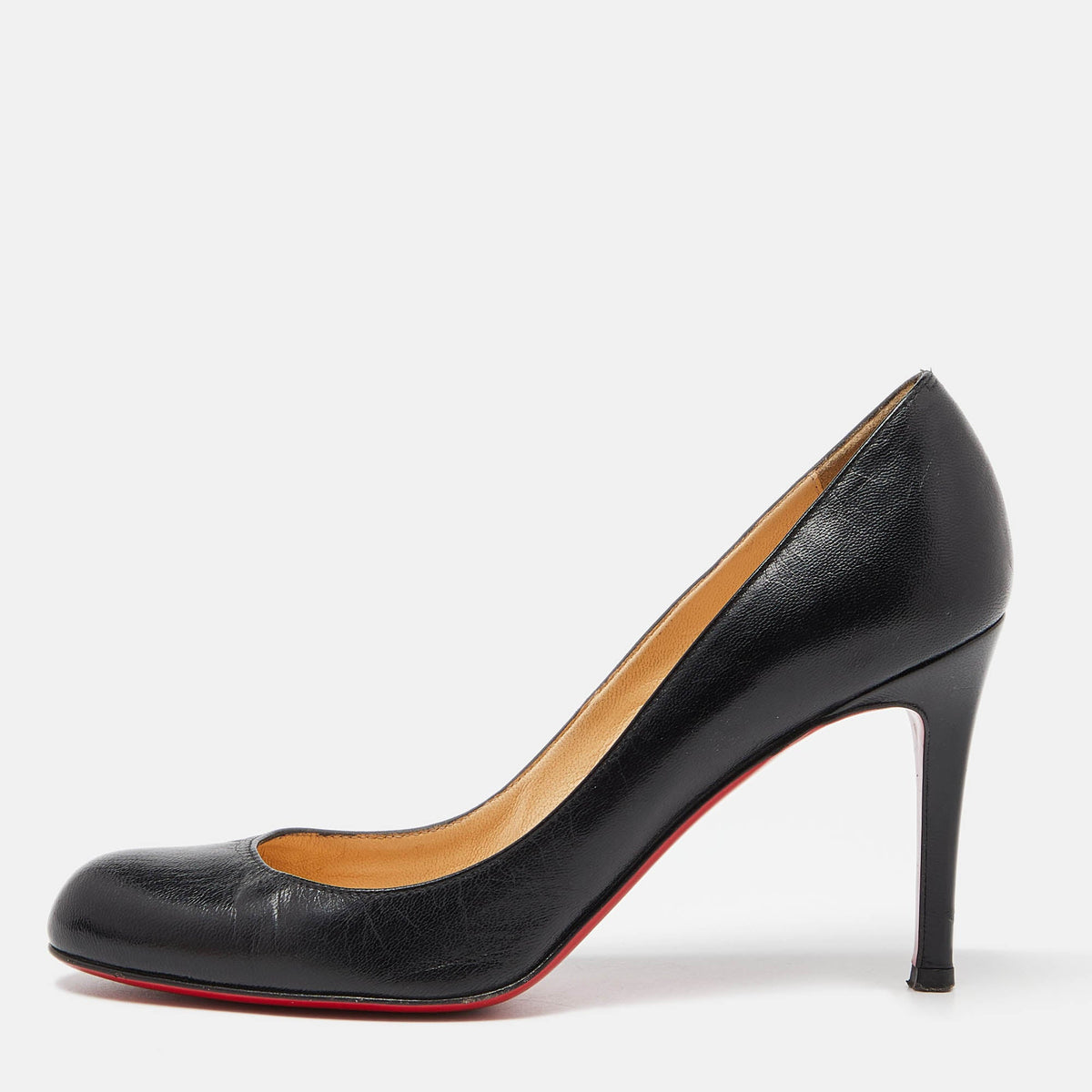 Christian Louboutin New Simple Size 36.5 Black Leather Platform Pumps