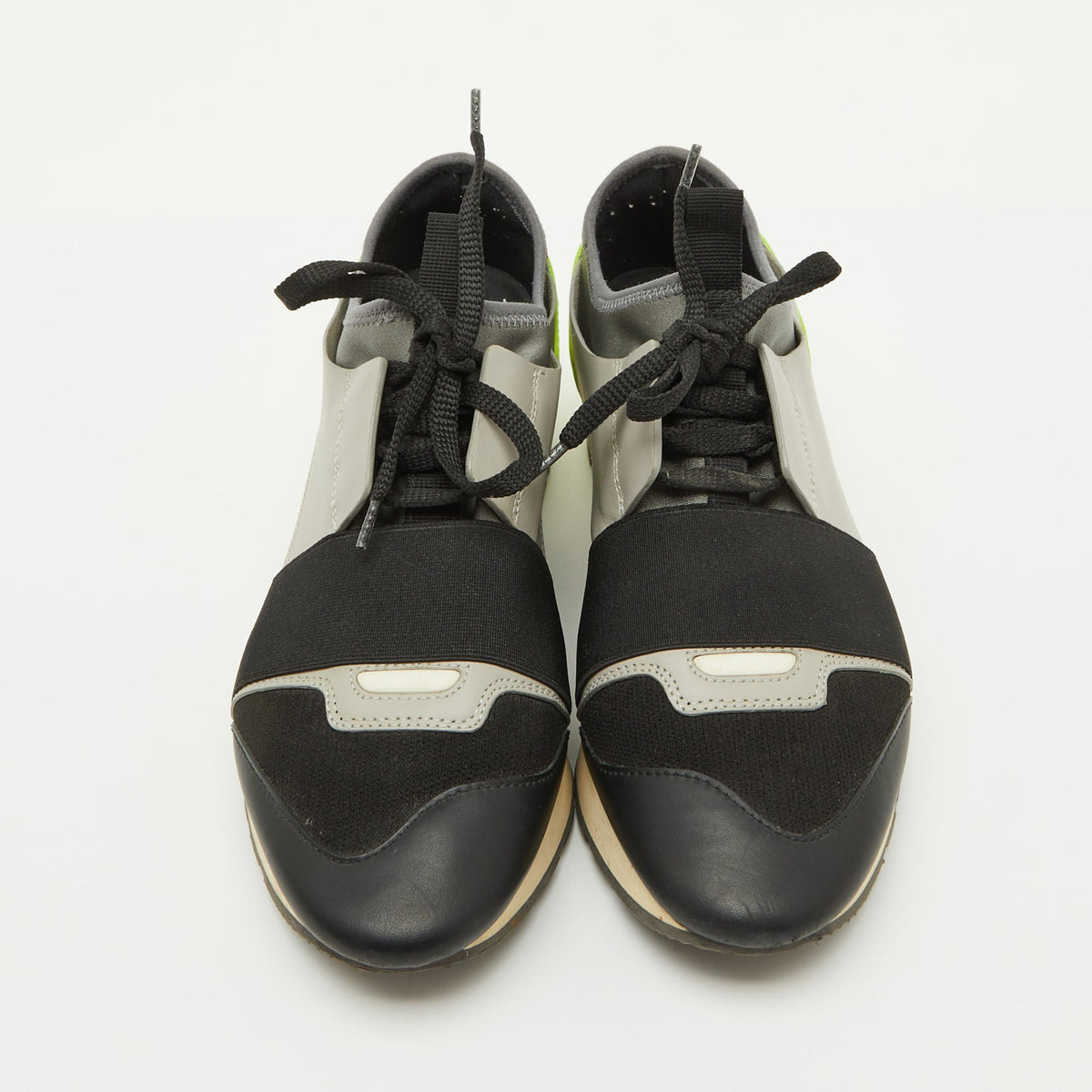Balenciaga Multicolor Leather and Fabric Race Runner Low Top Sneakers Size 38