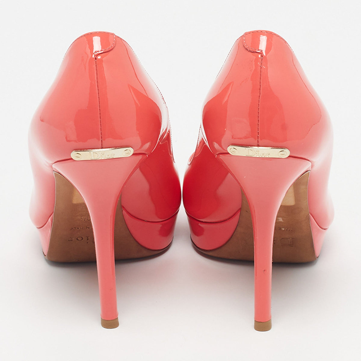 Dior Miss Dior Size 38.5 Red Patent Leather Peep Toe Pumps
