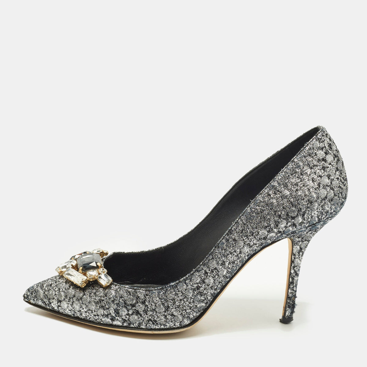 Dolce & Gabbana Bellucci Size 40 Silver Lurex Fabric Pumps