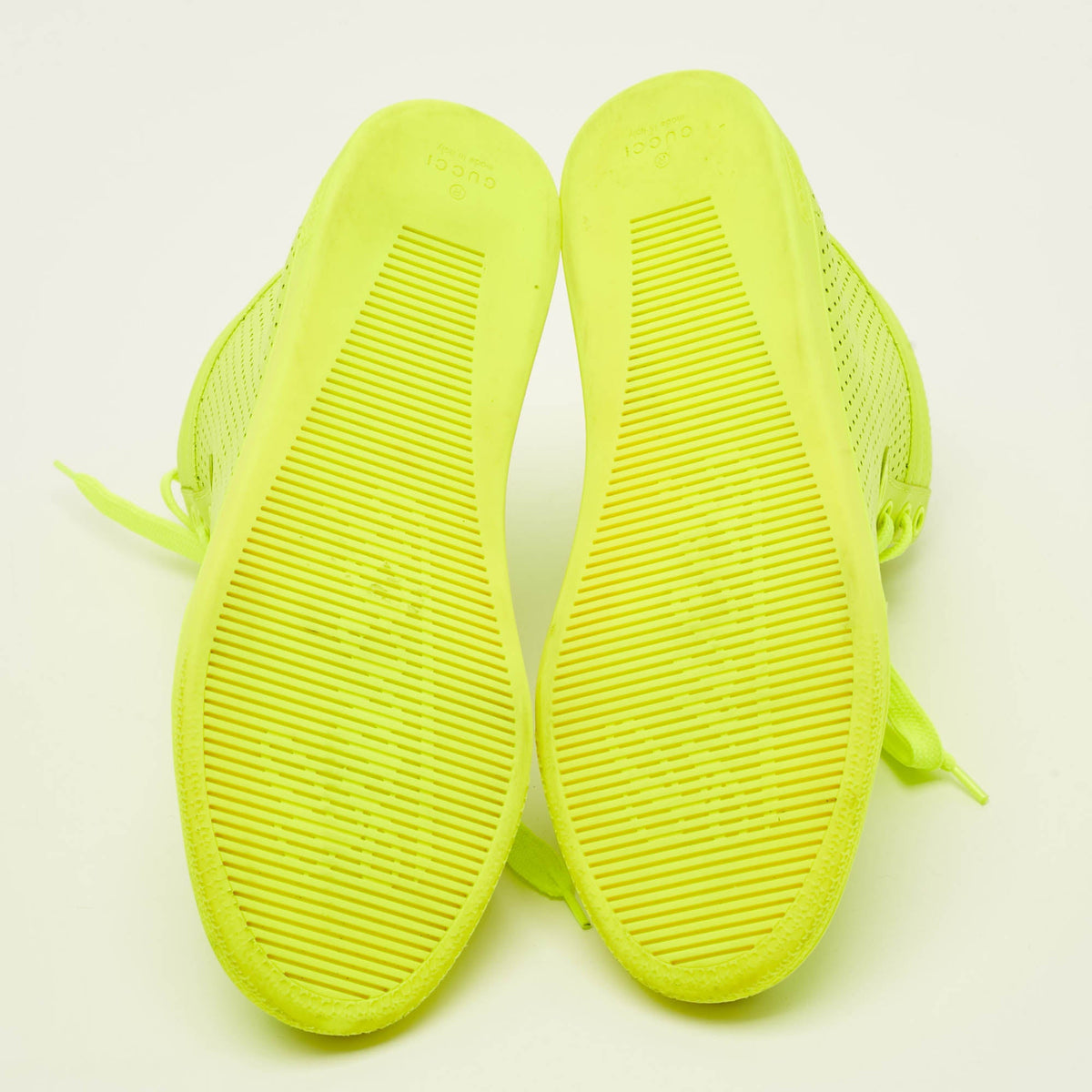 Gucci Coda  Neon  Size 36 Green Perforated Leather High Top Sneakers