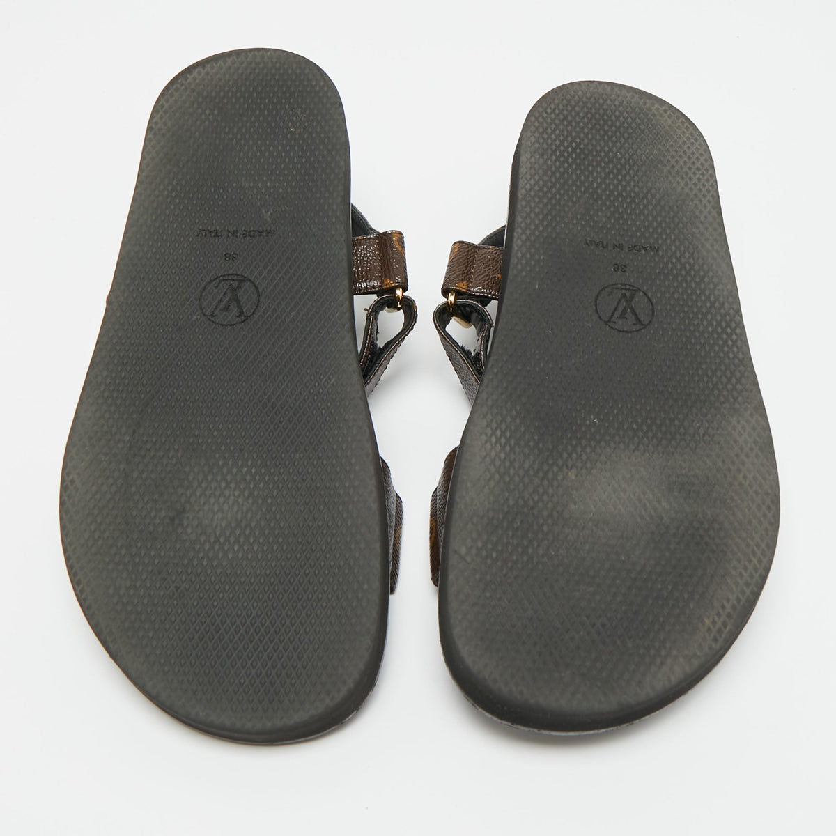 Louis Vuitton Sunset Size 38 Brown Coated Canvas Slingback Sandals