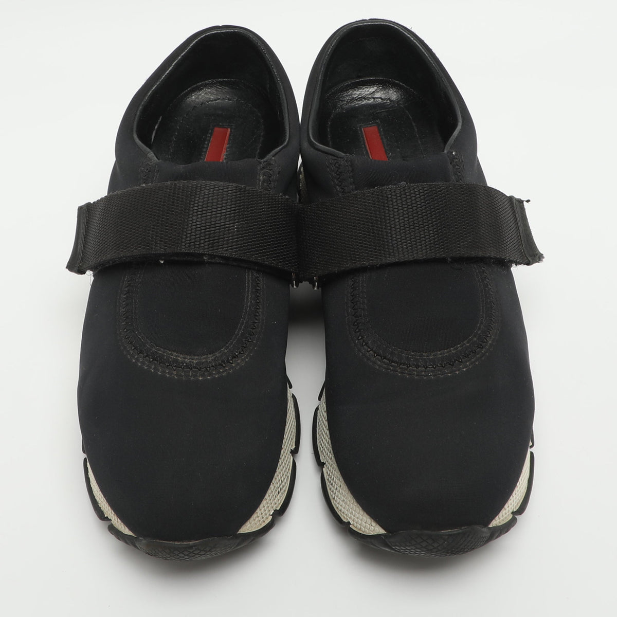 Prada Size 36.5 Black Neoprene Velcro Sneakers