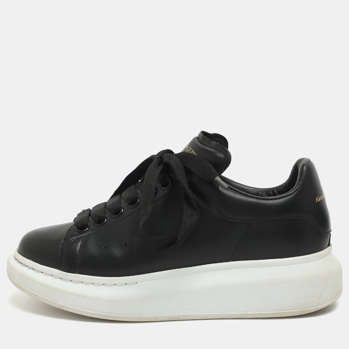 Alexander McQueen Oversized Size 36.5 Black Leather Low Top Sneakers