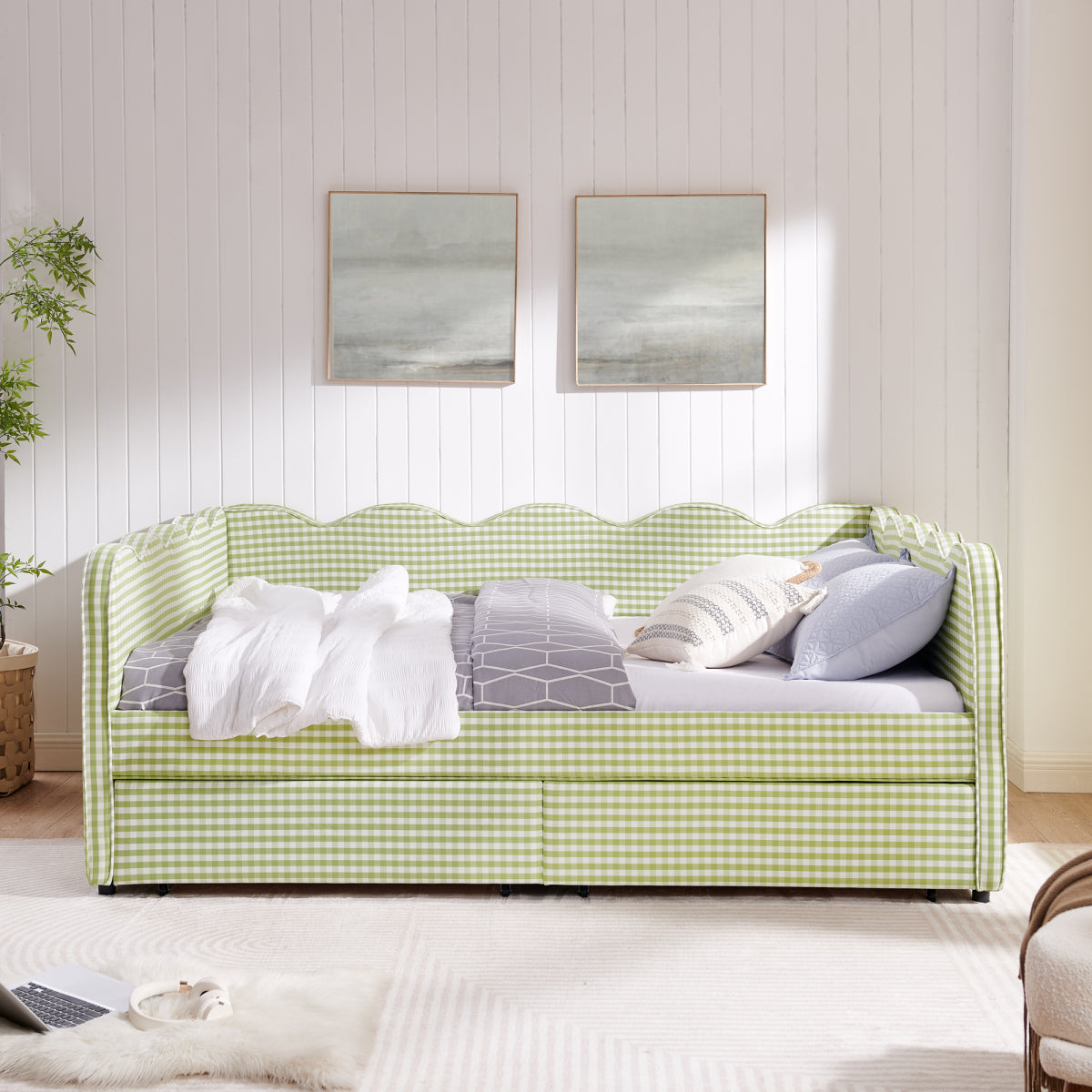 Streamdale Queen Size Daybed with 2 Storage Drawers and USB Port