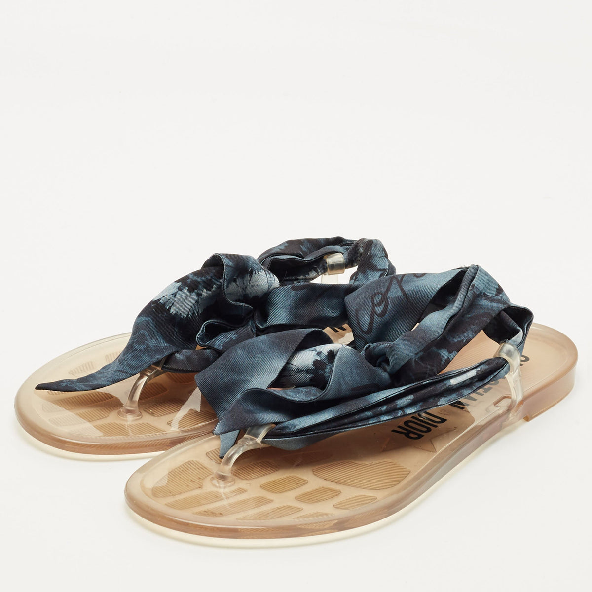 Dior Two Tone Fabric Kaleidoscope Thong Flat Sandals Size 42