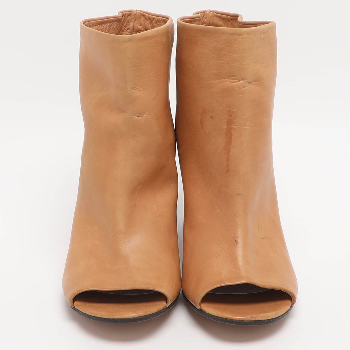 Maison Martin Margiela Size 36 Tan Leather Peep Toe Booties