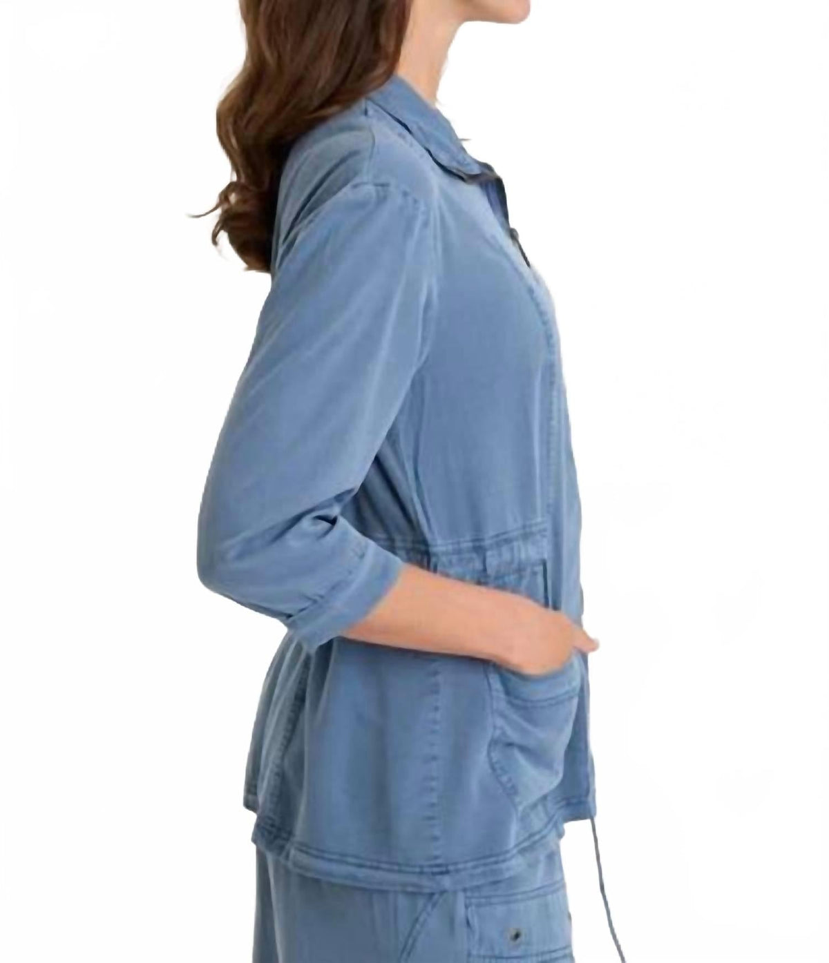 Jameson Utility-Styled Zip Up Jacket In Saturated Stone Blue