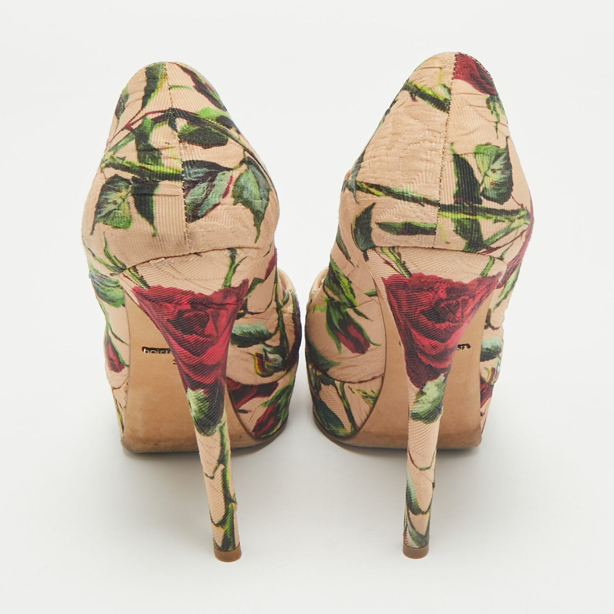 Dolce & Gabbana Multicolor Brocade Fabric Platform Pumps Size 37