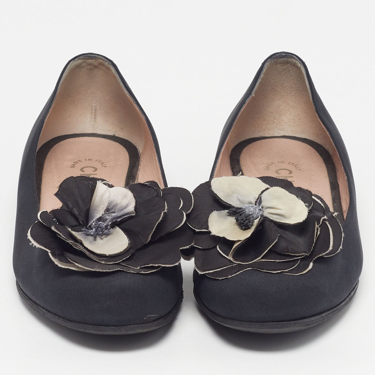 Chanel Size 36.5 Black Fabric  CC Camelia Ballet Flats
