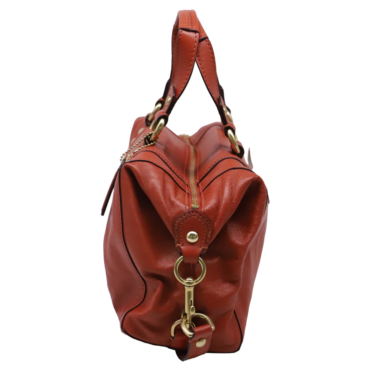 Coach Ashley Satchel Handbag in Rust Orange Leather
