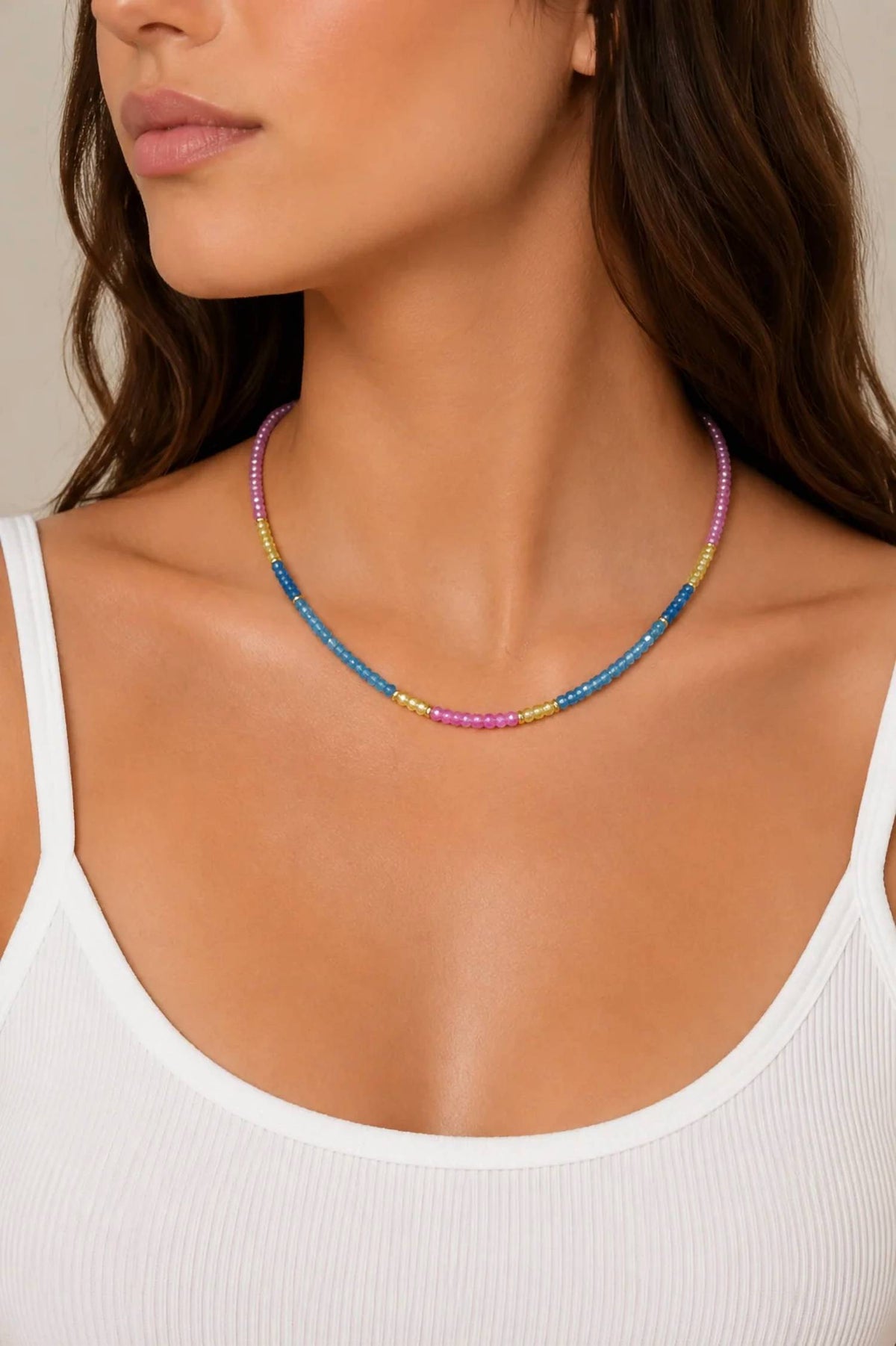 Parker Bead Necklace In Blue / Multi