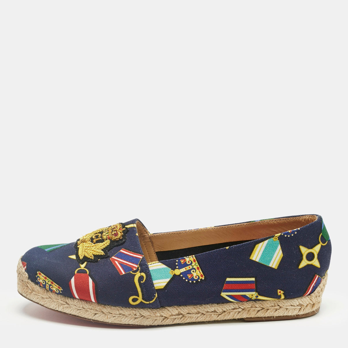 Christian Louboutin Multicolor Canvas Galia Espadrille Flats Size 38