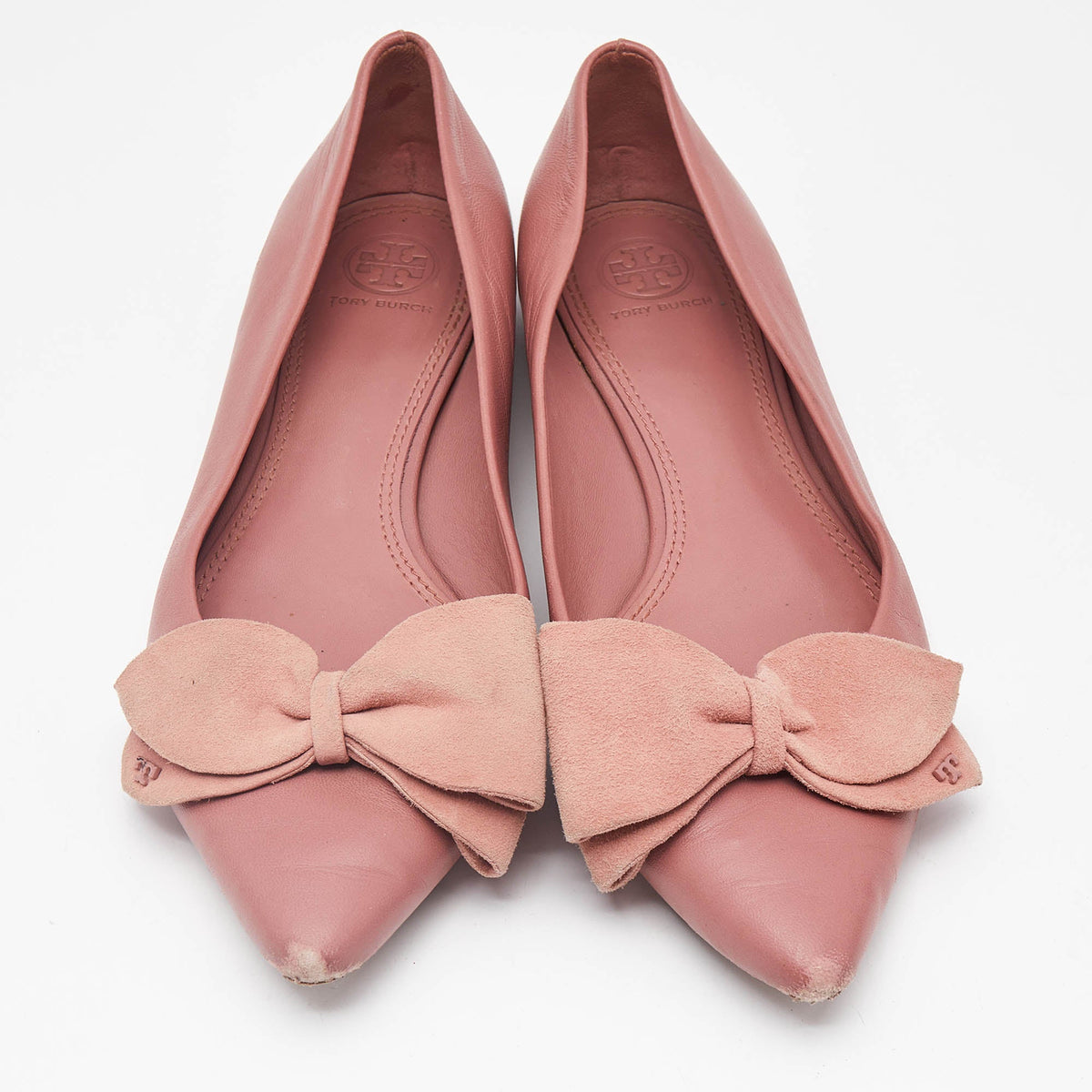 Tory Burch Pink Leather Bow Ballet Flats Size 38.5