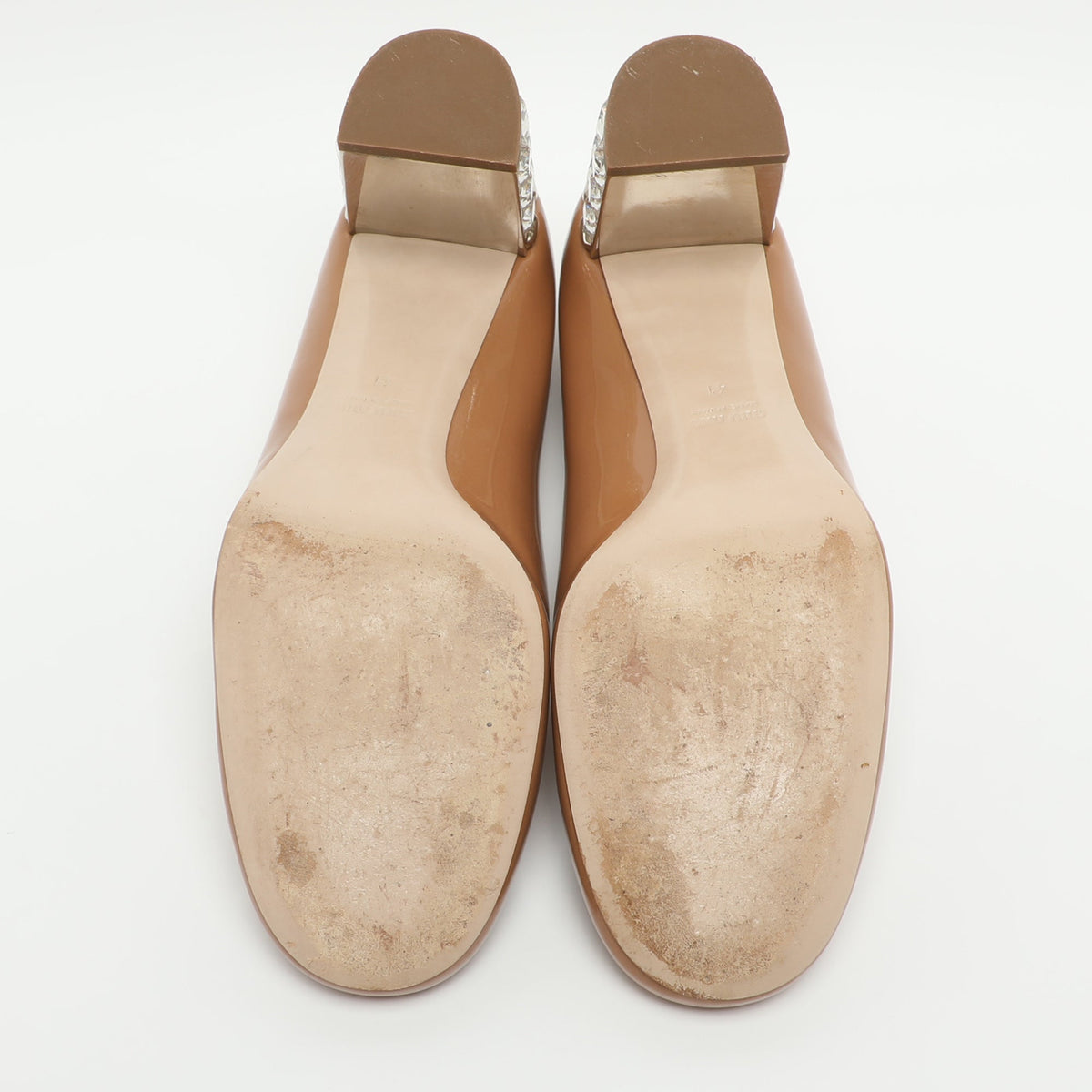 Miu Miu Embellished Size 41 Beige Patent Leather Pumps