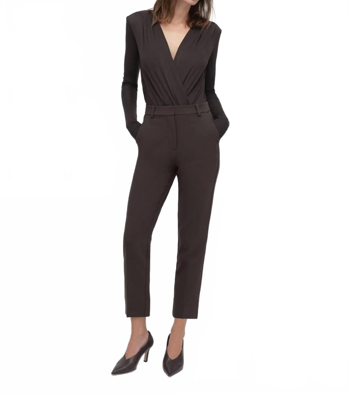 Cigarette Cropped Straight Leg Pant In Espresso