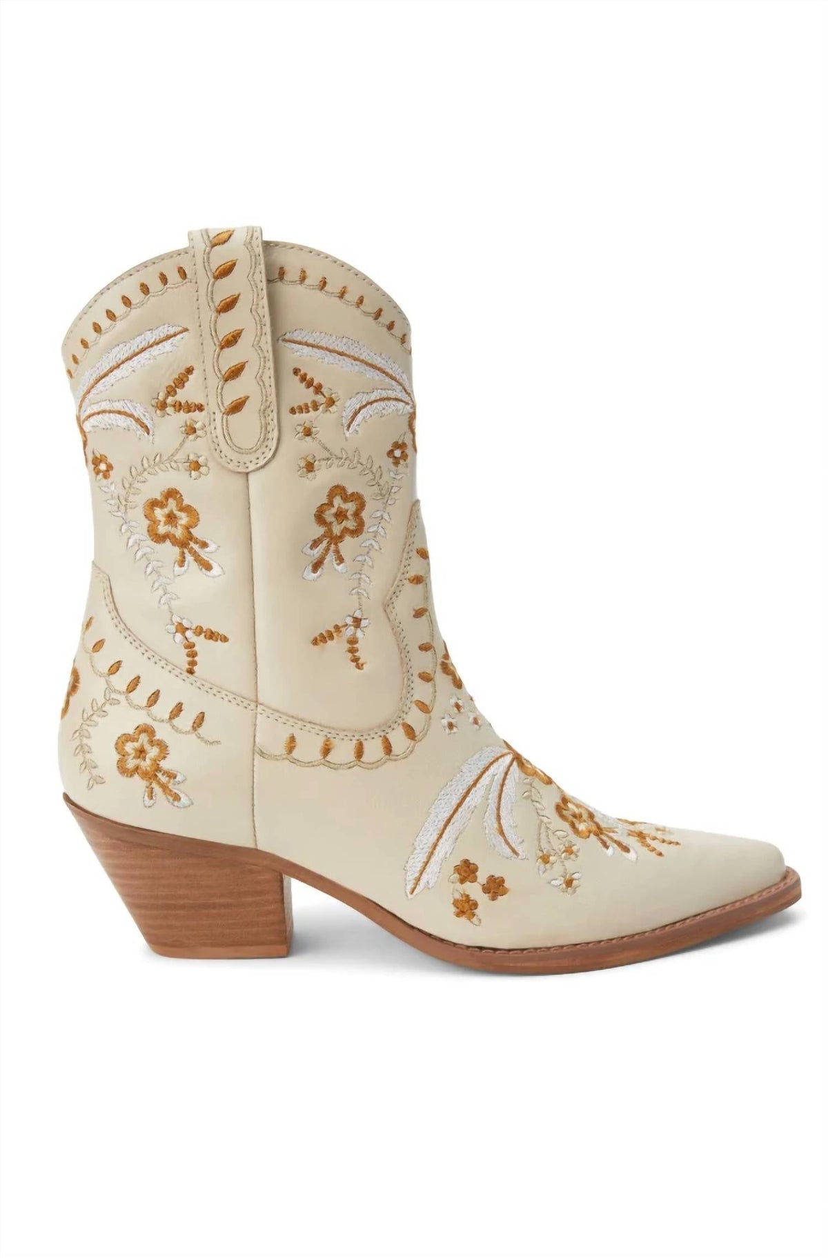 Women's Amber Floral Stitched Cowgirl Boot In Ivory
