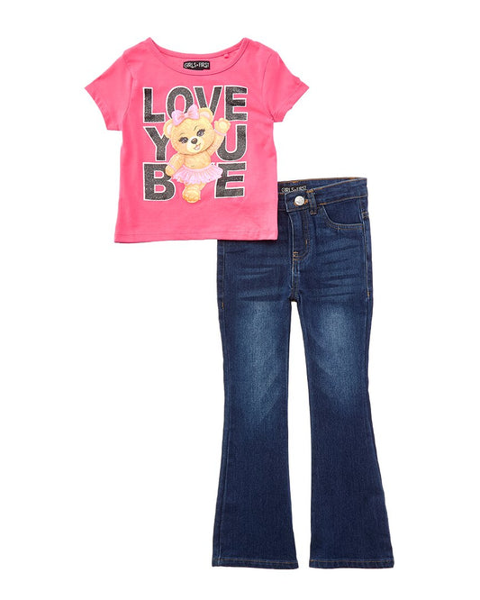 Girls First 2pc Love You Bye! Denim Set
