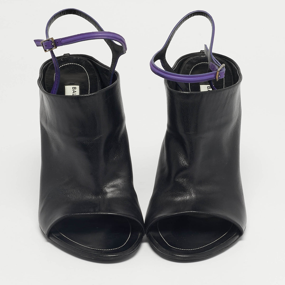 Balenciaga Glove Size 41 Black Leather Ankle Strap Sandals