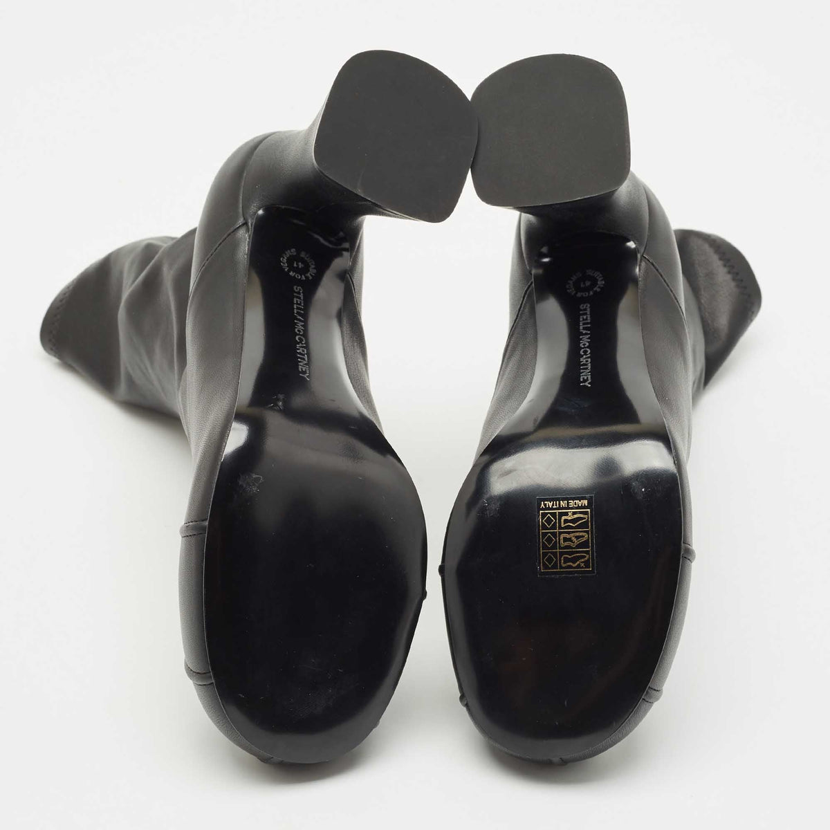 Stella McCartney Black Faux Leather Groove Ankle Boots Size 41