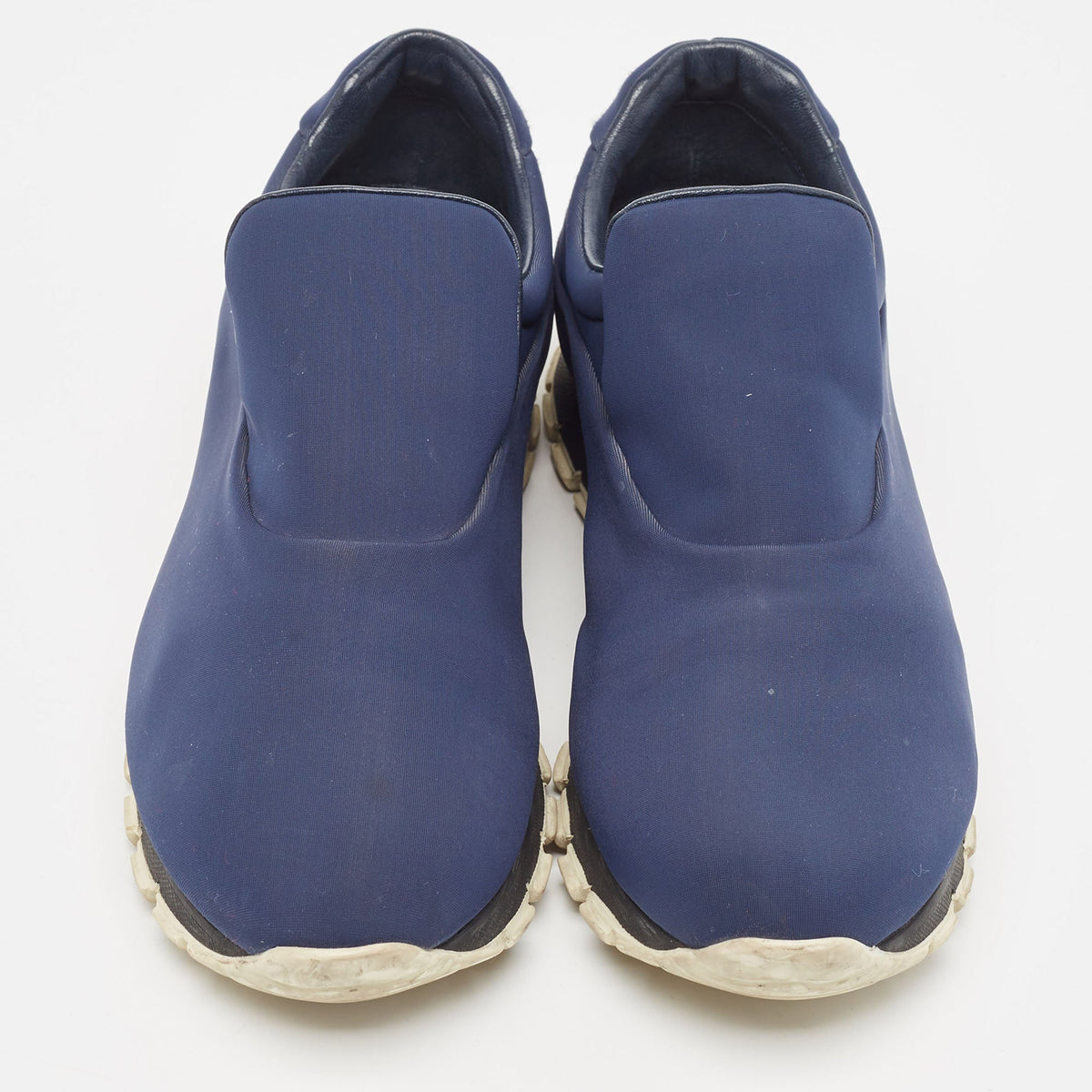 Prada Navy Blue Nylon Slip On Sneakers Size 38.5