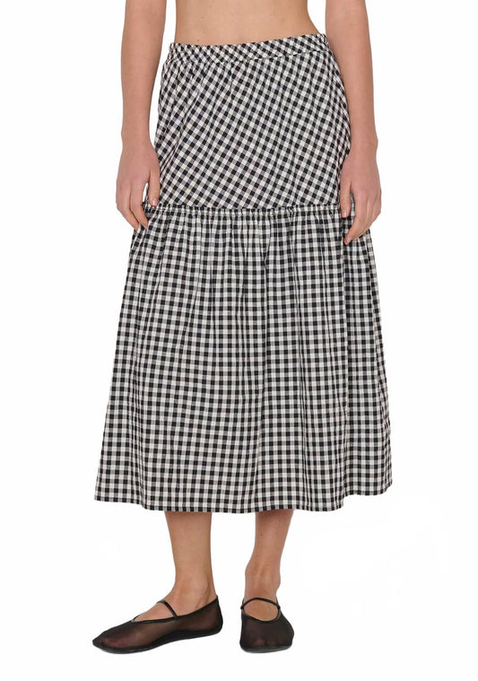 Liza Gingham Skirt In Black/ Cream