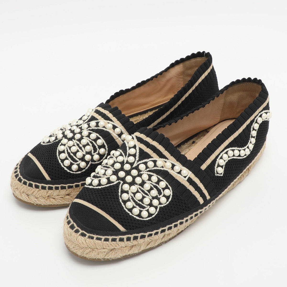 Fendi Size 37 Black Fabric Espadrille Flats