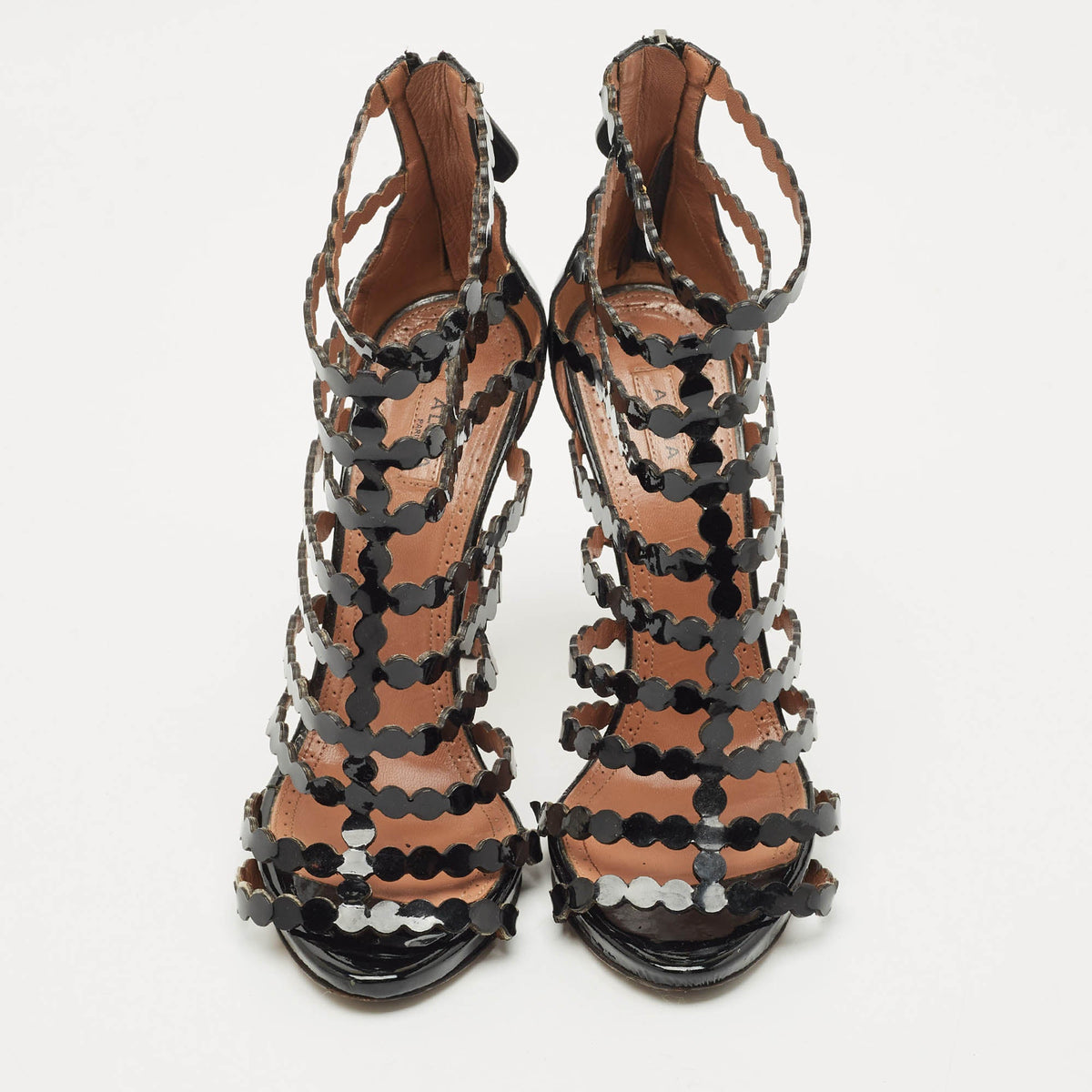 Alaia Black Patent Leather Gladiator Sandals Size 38