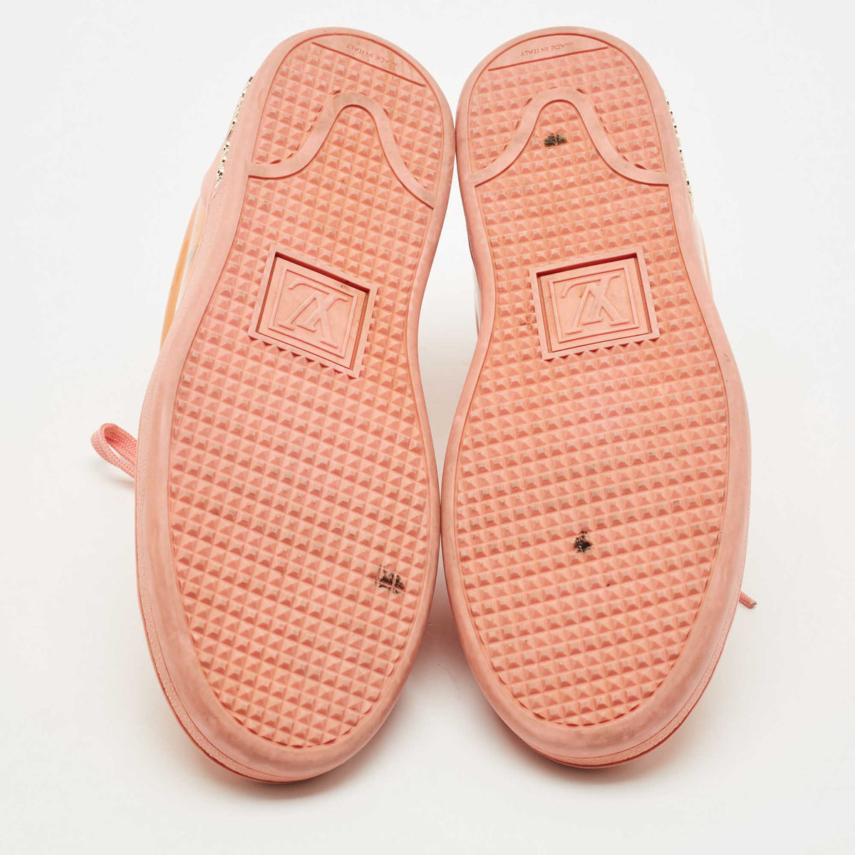 Louis Vuitton Pink/Orange Patent Leather Frontrow Sneakers Size 38