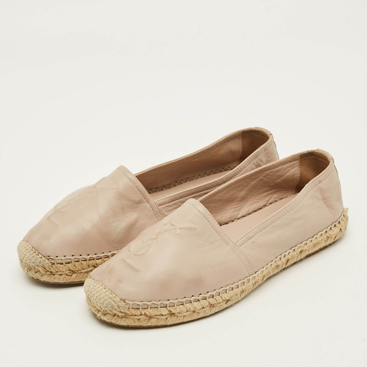 Saint Laurent Cassandra Size 36.5 Cream Leather Espadrille Flats