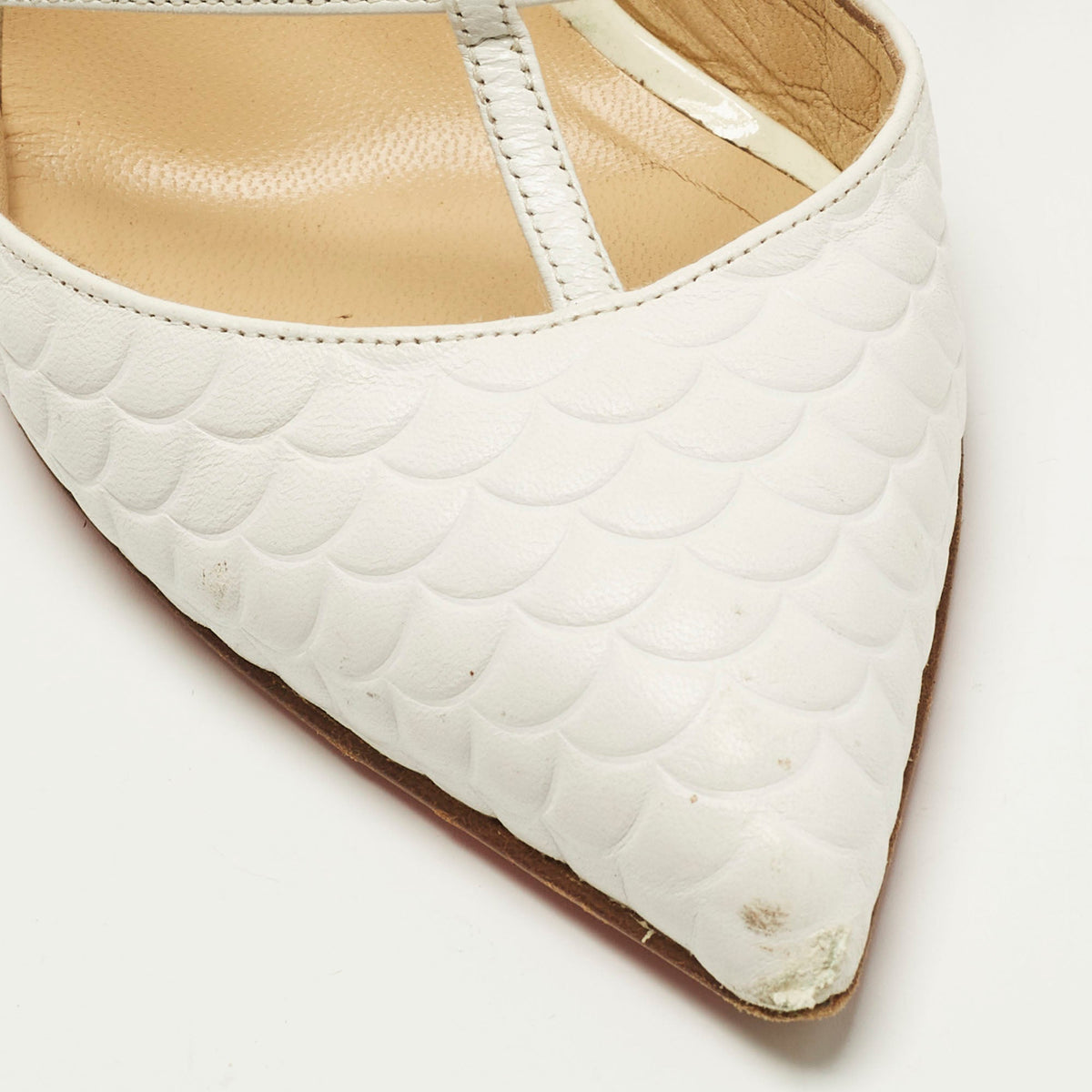Christian Louboutin Kadreyana Size 38 White Leather Ankle Strap Sandals