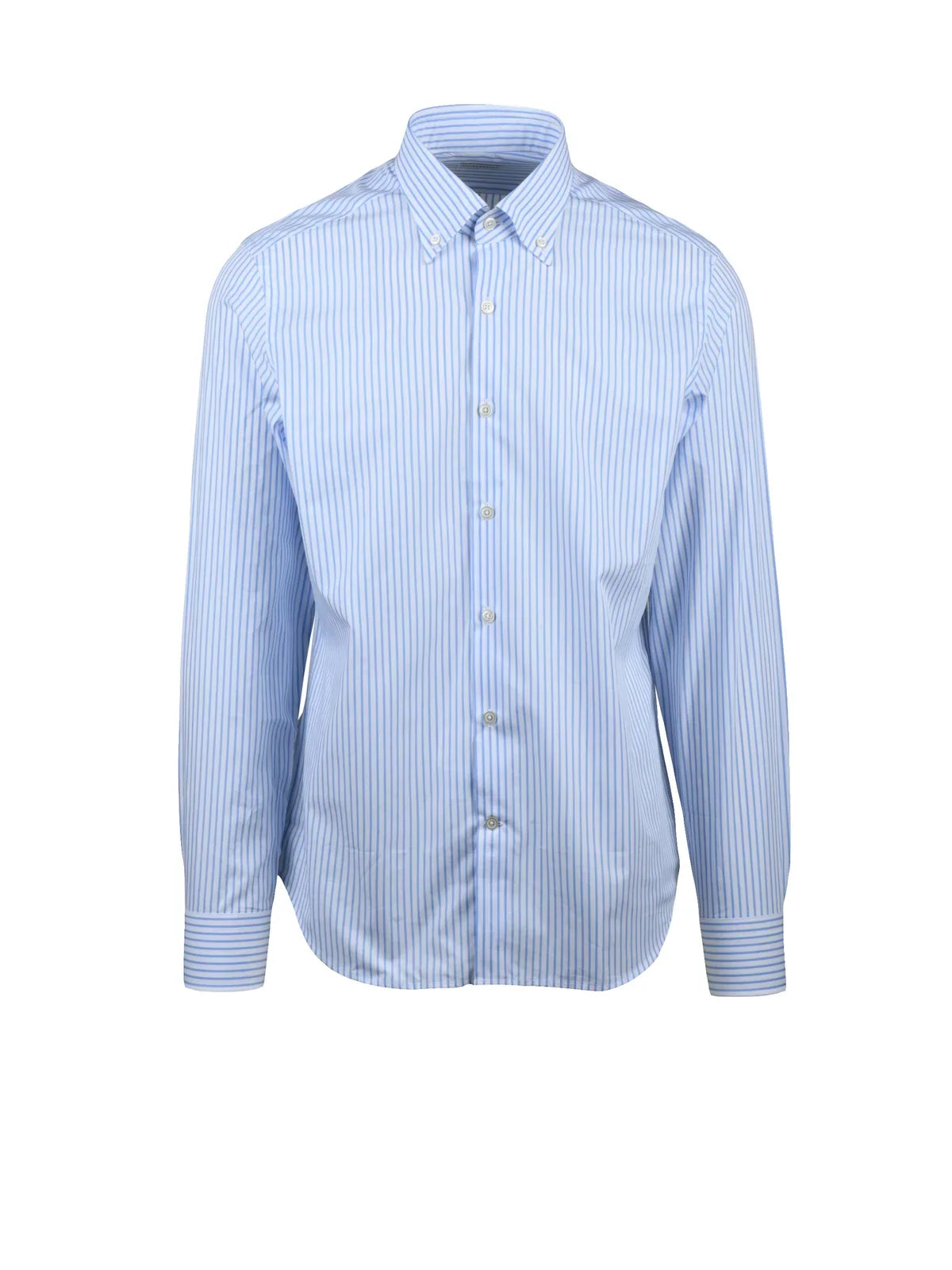 White Light Blue Two-Tone Cotton Button-Down Shirt