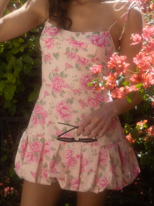 Rumi Bubble Hem Dress In Pink